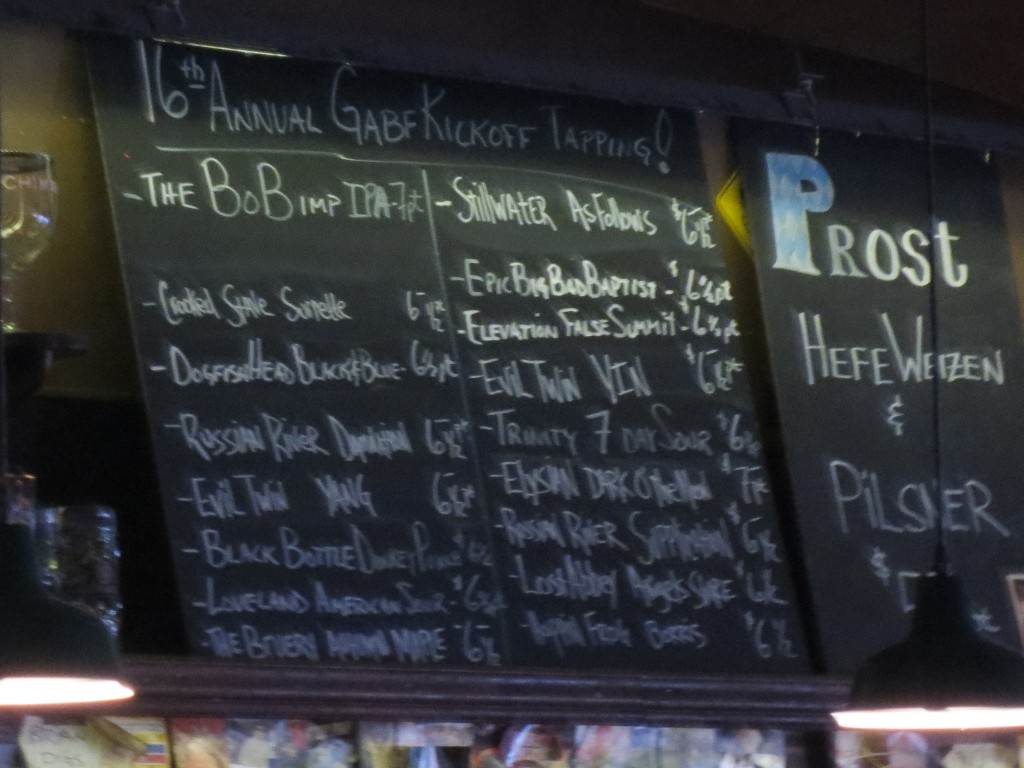 The beer board at Falling Rock Tap House lists special offerings that won't be found on the printed menu.