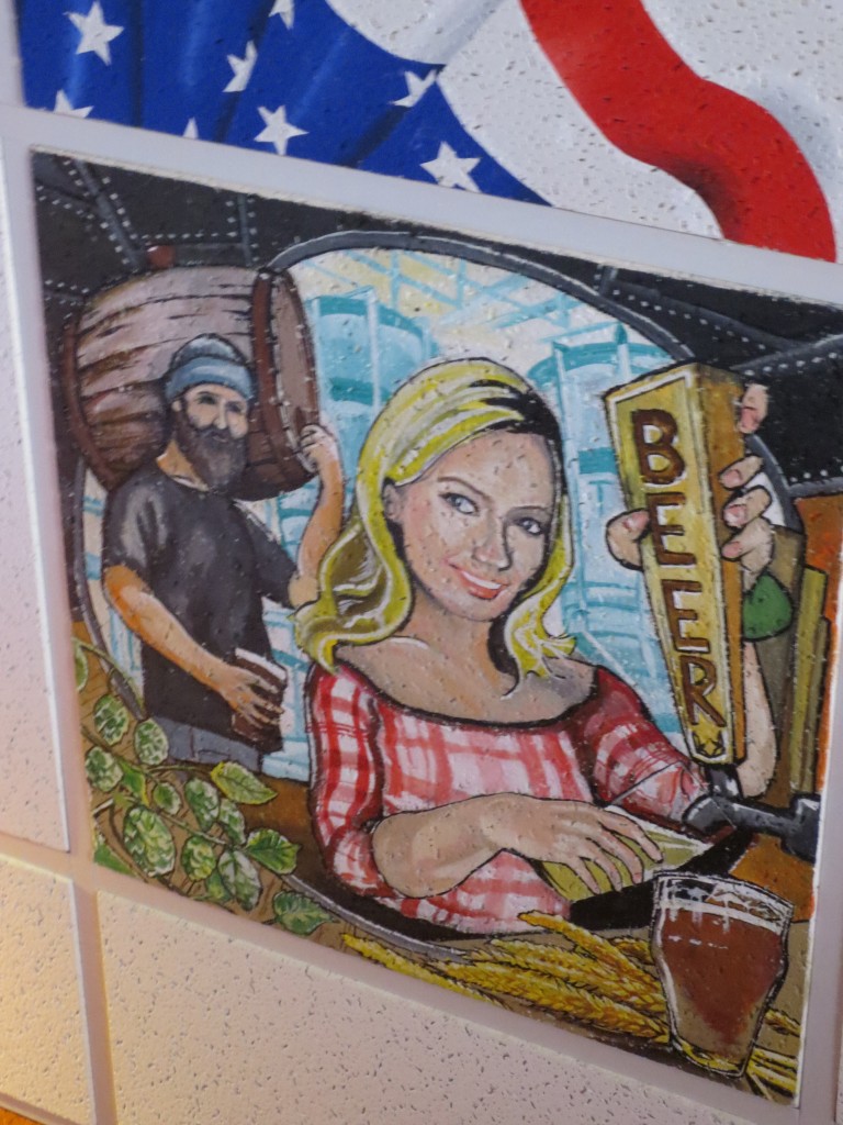 Ceiling tiles become works of art created by local patrons.
