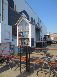 The outdoor book exchange at Hilliard's.