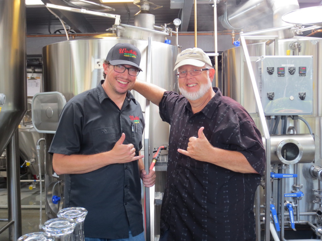Joe Lorenzen and I hang loose at Waikiki Brewing Company. 
