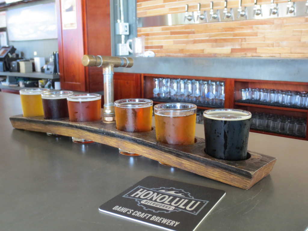 Beer samples are a good way to try the wide and delicious range of beers at Honolulu Beerworks.