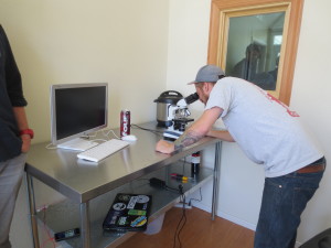Derek tries out his new lab equipment for his birthday. Happy Birthday Derek!