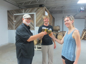 Grant Kirby, my daughter, and I toast the future success of Omaha Brewing Company.